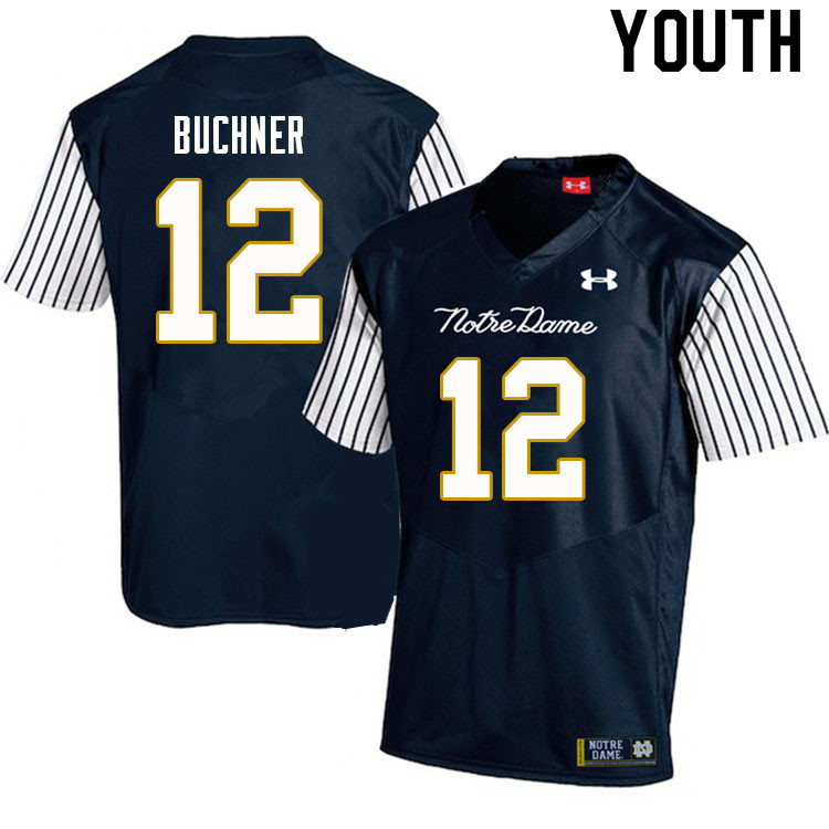 Youth #12 Tyler Buchner Notre Dame Fighting Irish College Football Jerseys Sale-Alternate Navy